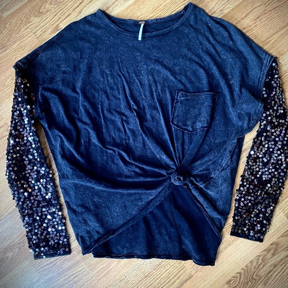 Free People Washed Sequin Shirt - Picture 3 of 4